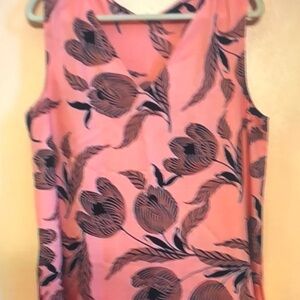 Pink Sleeveless Notched Collar Blouse